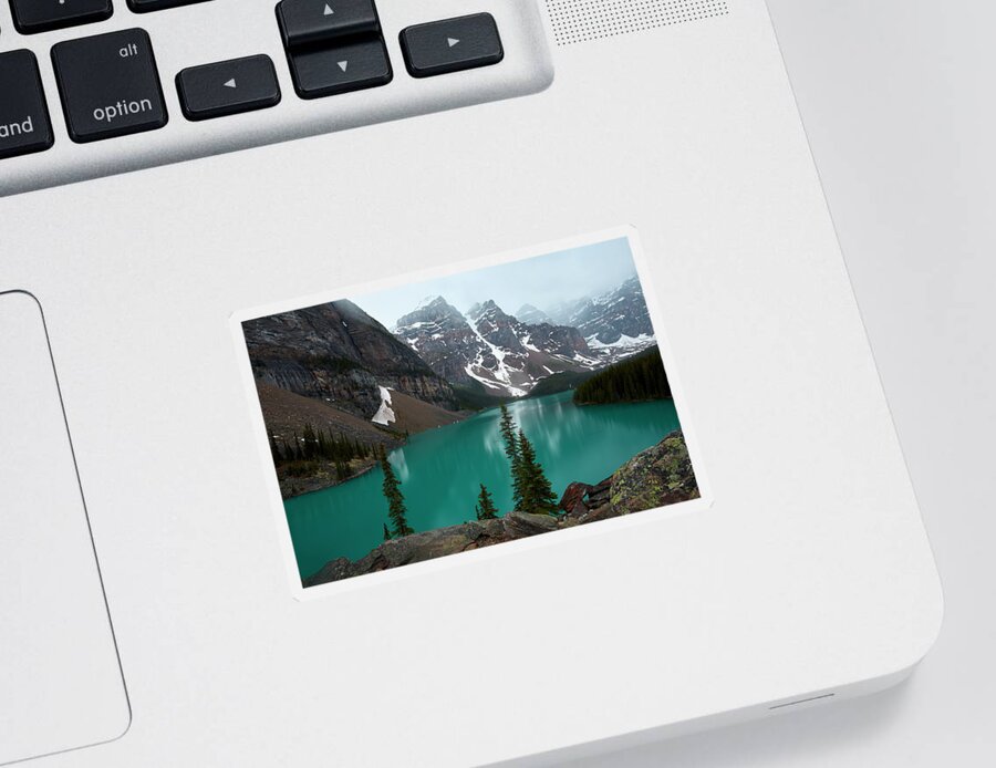 Alberta Sticker featuring the photograph Moraine Lake in Banff by Jon Glaser