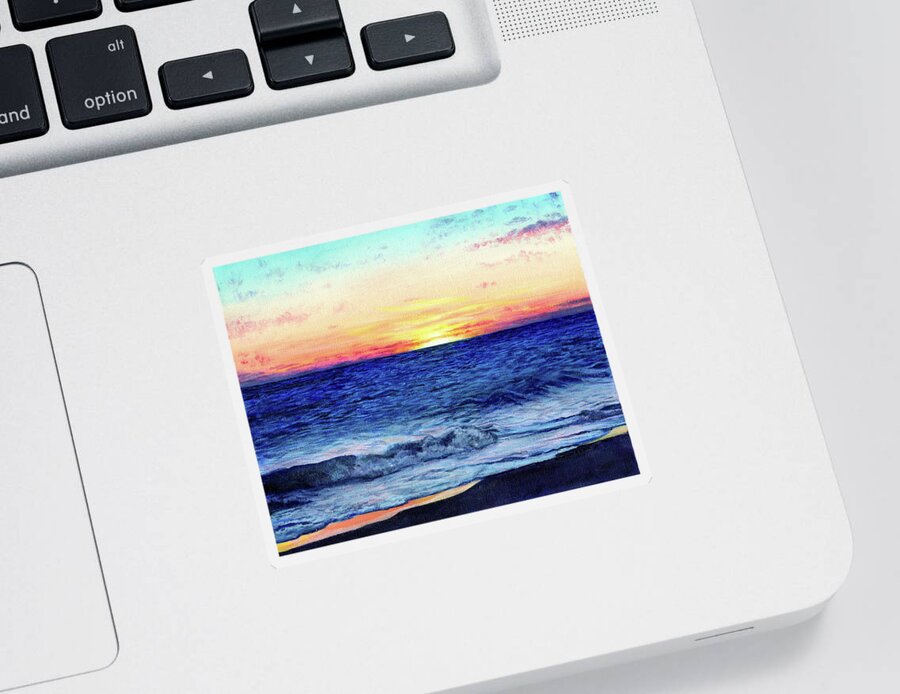 Ocean Sticker featuring the painting Seaside Sunset by Shana Rowe Jackson
