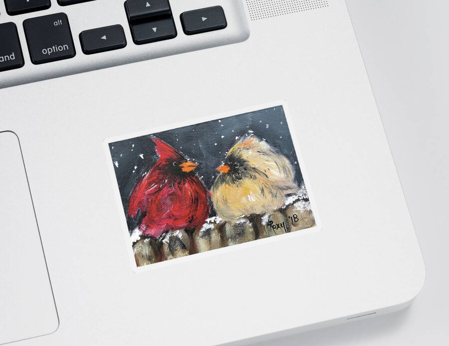 Cardinals Sticker featuring the painting Love at First Flight by Roxy Rich