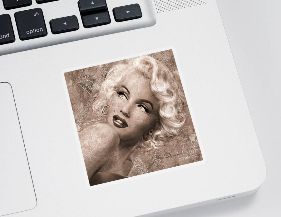 Marilyn Monroe Sticker featuring the painting Marilyn Danella Ice Q Sepia by Theo Danella