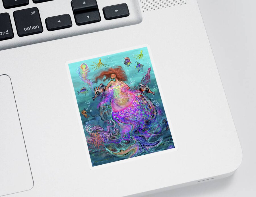 Mermaid Sticker featuring the digital art Mermaid Jellyfish Dress by Kevin Middleton