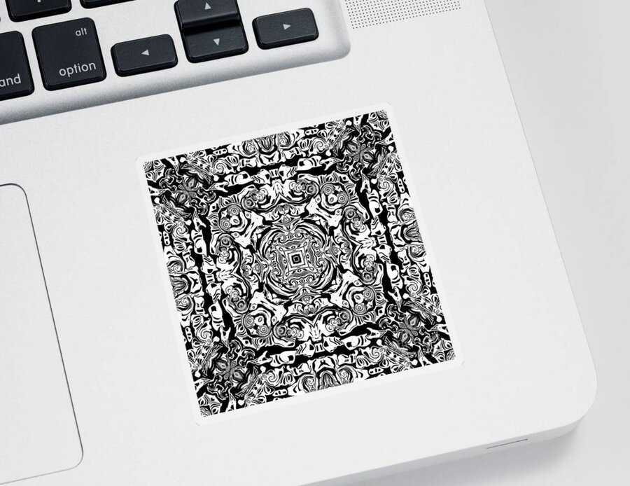 Mandala Sticker featuring the digital art Monotone Mandala #1 by Phil Perkins