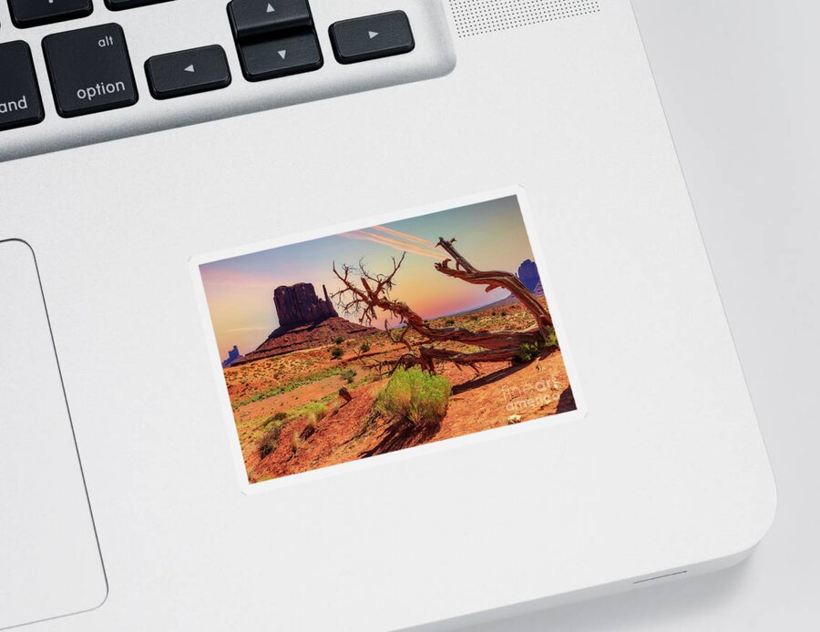 Monument Valley Sticker featuring the photograph Monument Valley, Utah #1 by Lev Kaytsner