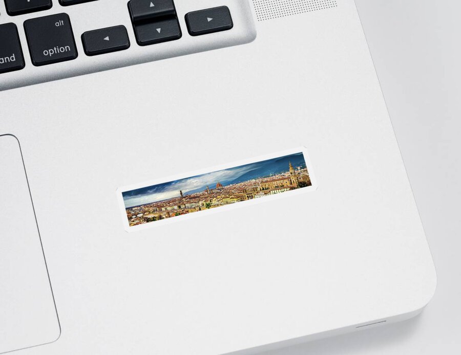 Arno Sticker featuring the photograph panorama of Firenze #1 by Vivida Photo PC