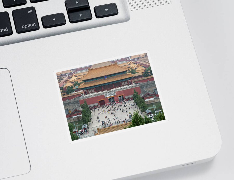 Forbidden City Sticker featuring the photograph Panoramic view of of the famous Forbidden city in Beijing, Chin #1 by Michalakis Ppalis