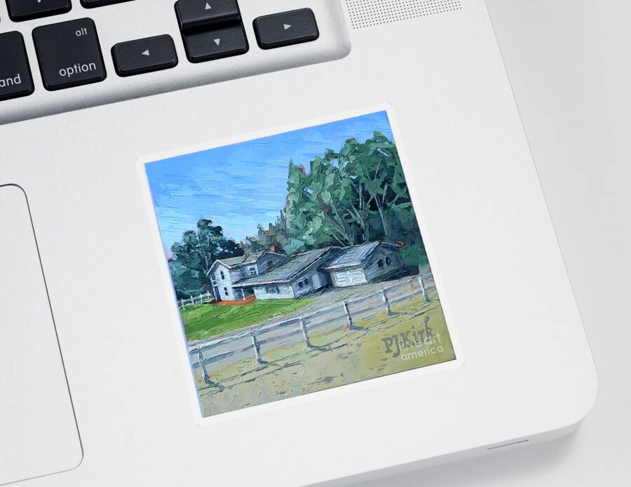 Plein Air Sticker featuring the painting Quail Hollow Ranch House by PJ Kirk