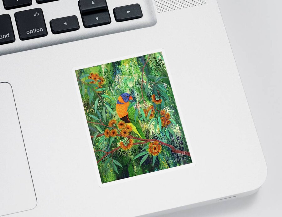 Lorikeet Sticker featuring the painting Red-collared Lorikeet by Lucy Arnold