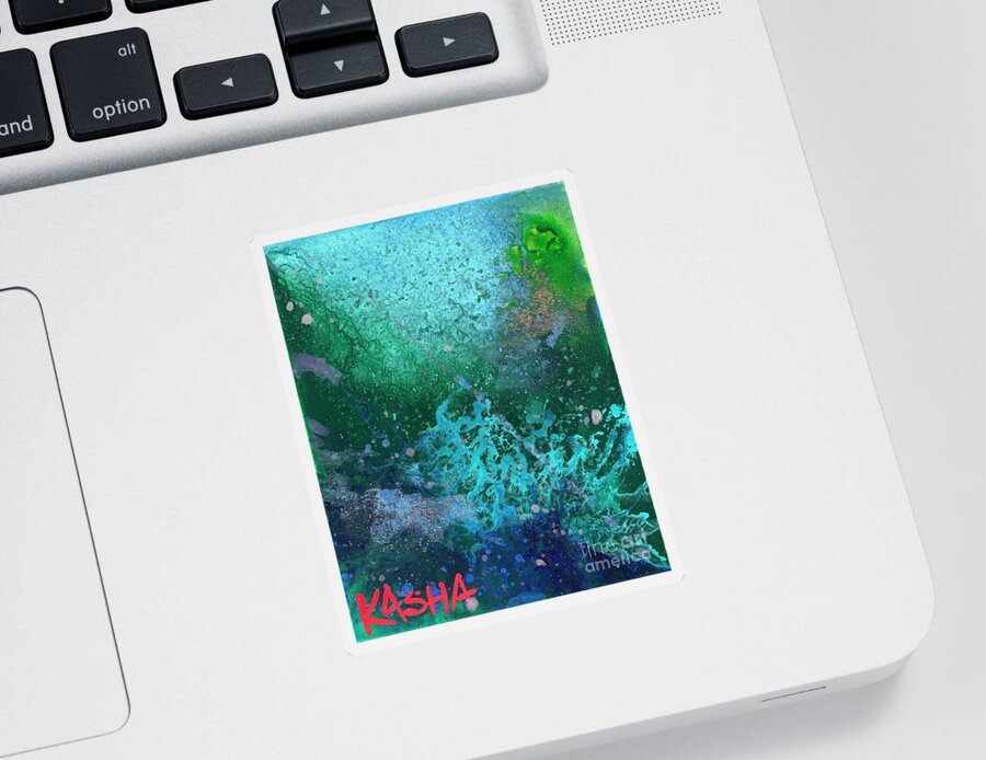 Sea Blue Abstract Sticker featuring the painting See. Weed. by Kasha Ritter