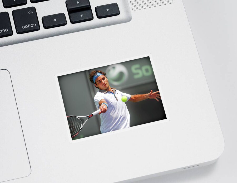 ©2009 Lou Novick Sticker featuring the photograph Roger Federer #1 by Lou Novick