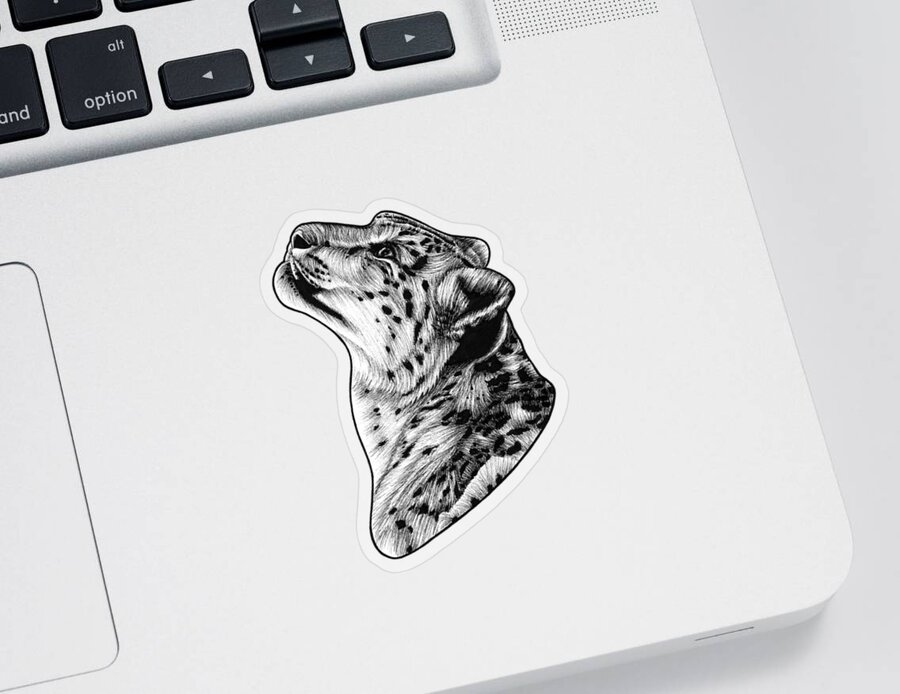 Leopard Sticker featuring the drawing Snow leopard #2 by Loren Dowding
