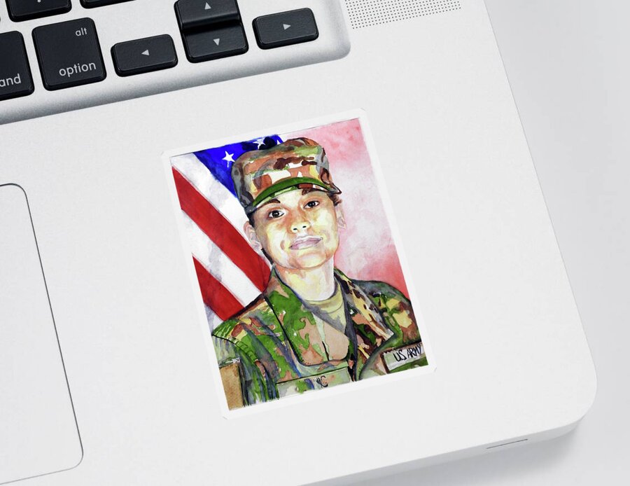 Woman Sticker featuring the painting Soldier #1 by Barbara F Johnson