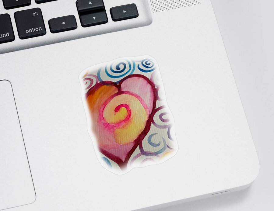 Vibrant Sticker featuring the painting Spiral Heart by Sandy Rakowitz