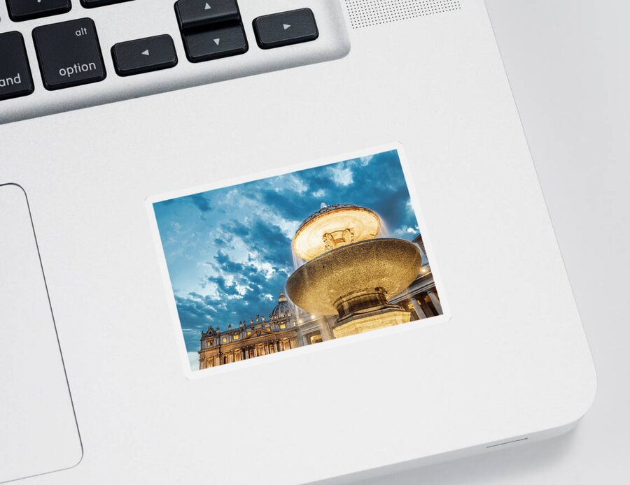 Fountain Sticker featuring the photograph St. Peter's Square in Rome, Italy #1 by Fabiano Di Paolo