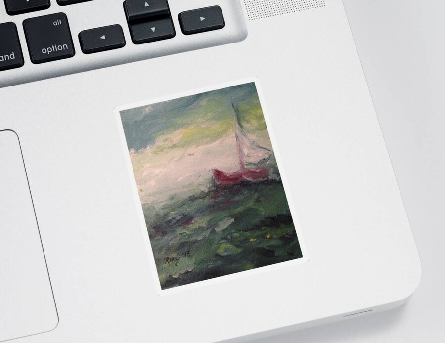 Impressionism Sticker featuring the painting Stormy Sailboat by Roxy Rich