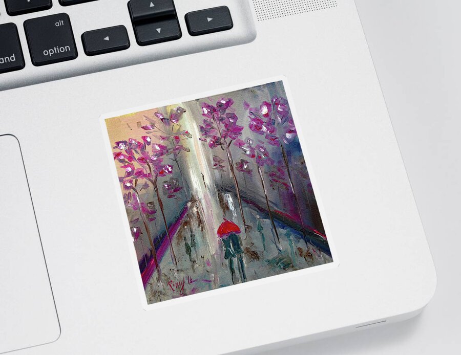 Romantic Sticker featuring the painting Strolling #1 by Roxy Rich