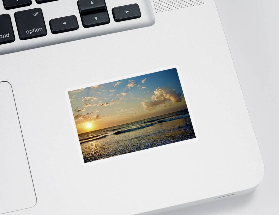 Sunrise Sticker featuring the photograph Sunrise Over The Atlantic At Hilton Head #1 by Dennis Schmidt