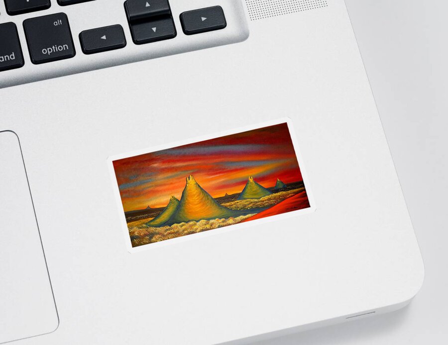 Red Sticker featuring the painting Sunset #1 by Franci Hepburn