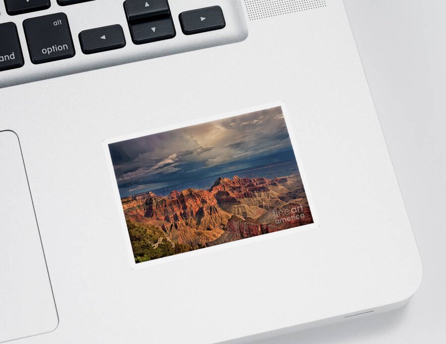 North America Sticker featuring the photograph Sunset North Rim Grand Canyon National Park Arizona #1 by Dave Welling