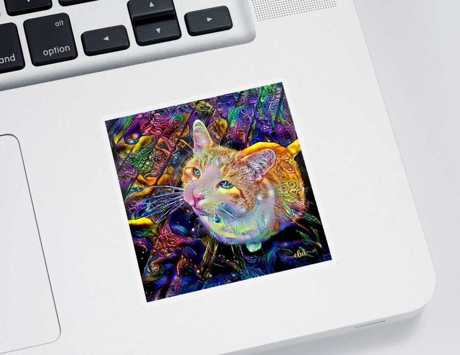 Cat Sticker featuring the digital art Sweet Teddy #1 by Elaine Berger