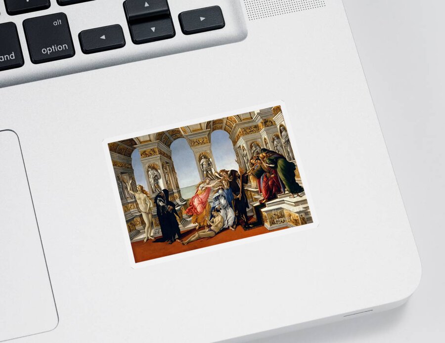 The Calumny Of Apelles Sticker featuring the painting The Calumny of Apelles #1 by Sandro Botticelli