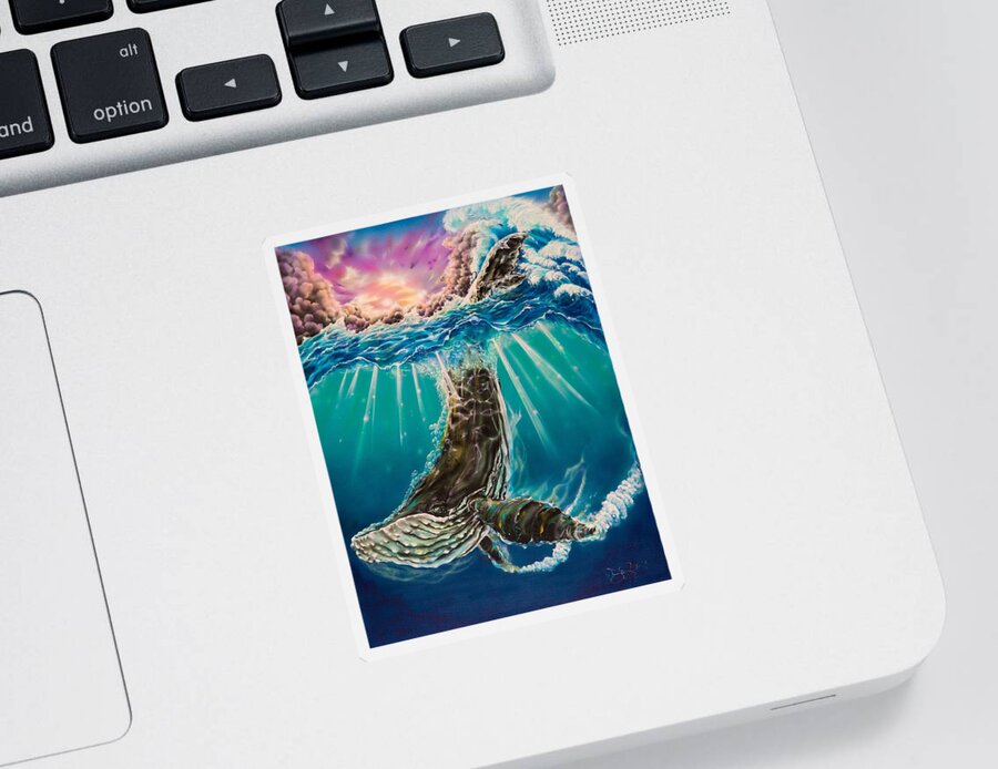 Aloha Sticker featuring the painting The Dive by Joel Salinas III
