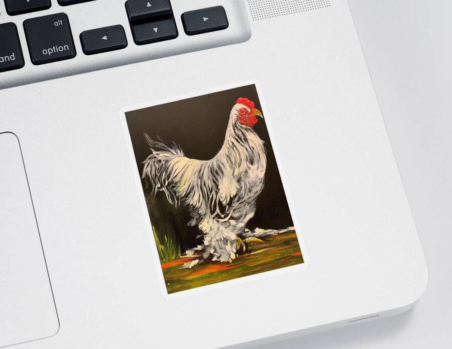 Rooster Sticker featuring the painting The GENERAL by Juliette Becker