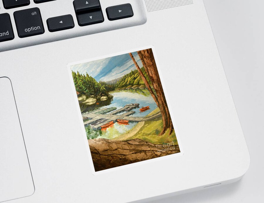 Oil Painting Sticker featuring the painting The Loch by PJ Kirk