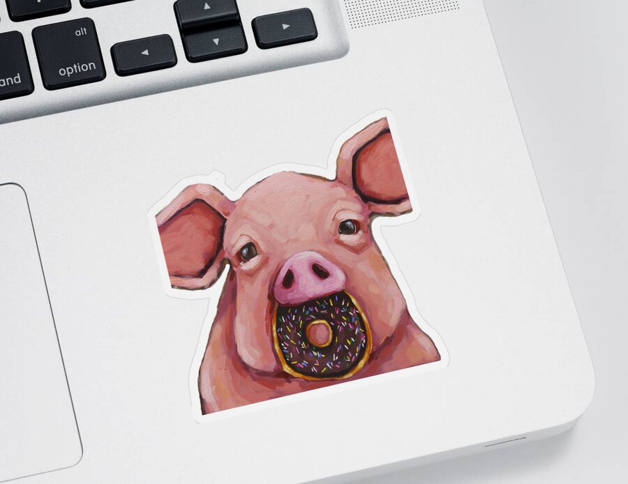 Pig Sticker featuring the painting This Little Piggie #2 by Lucia Stewart