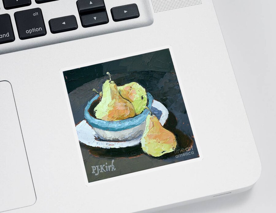 Oil Painting Sticker featuring the painting Three Pears by PJ Kirk