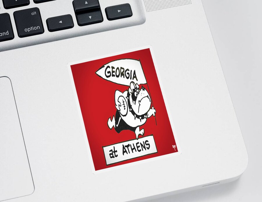 Cartoon Sticker featuring the mixed media Vintage Georgia Bulldog Art #1 by Row One Brand
