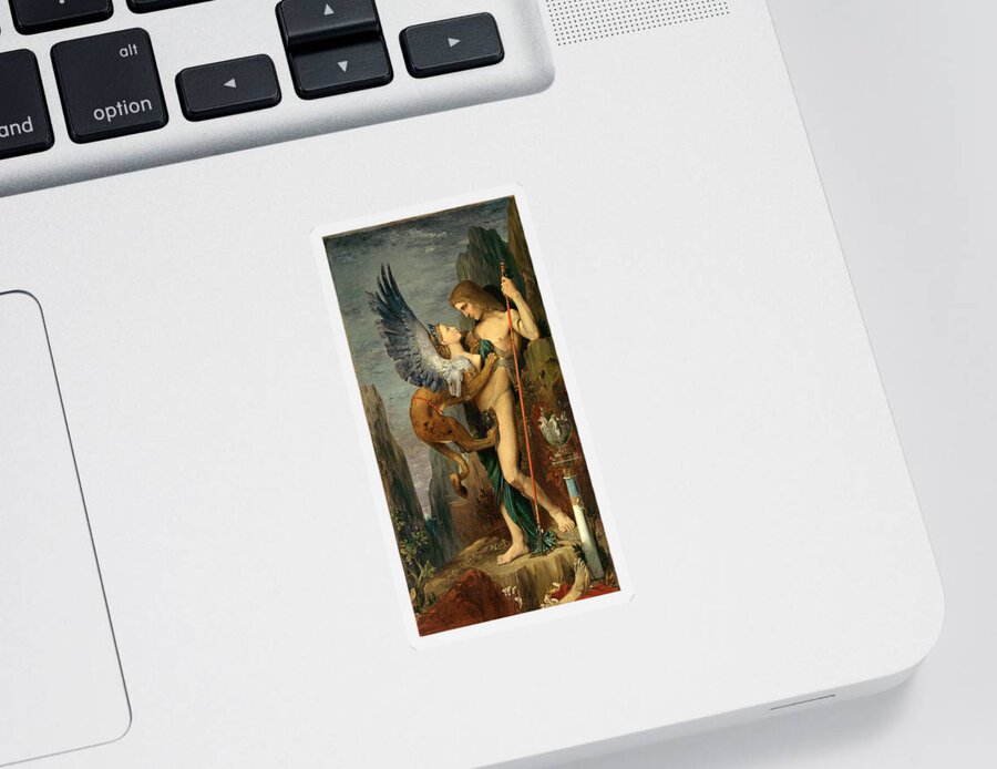Gustave Moreau Sticker featuring the painting Oedipus and the Sphinx #10 by Gustave Moreau