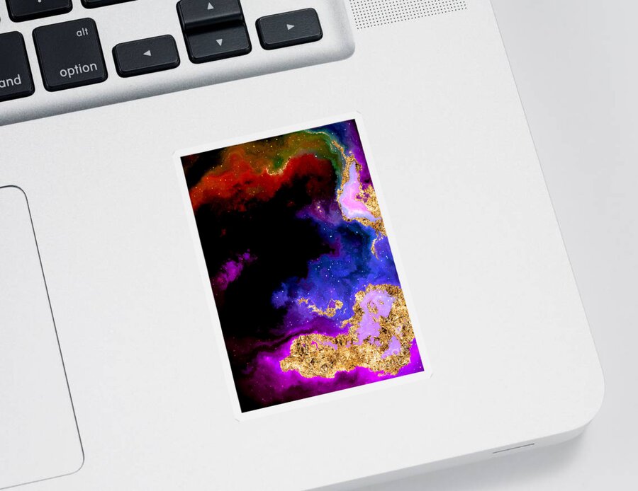 Holyrockarts Sticker featuring the mixed media 100 Starry Nebulas in Space Abstract Digital Painting 024 by Holy Rock Design