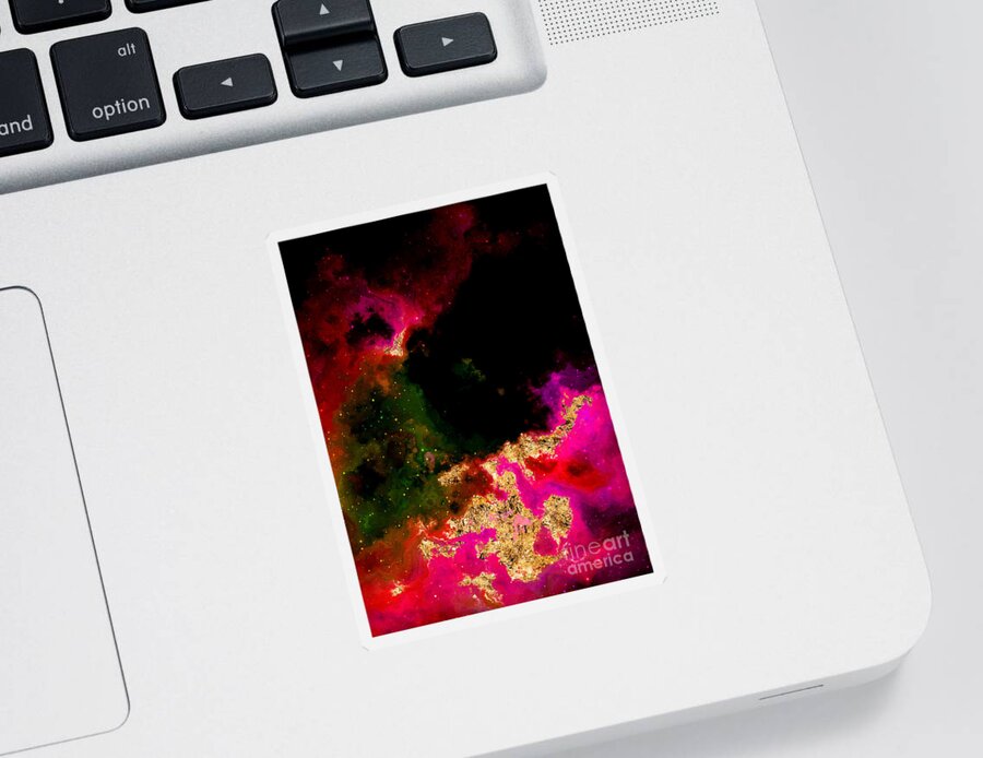 Holyrockarts Sticker featuring the mixed media 100 Starry Nebulas in Space Abstract Digital Painting 031 by Holy Rock Design