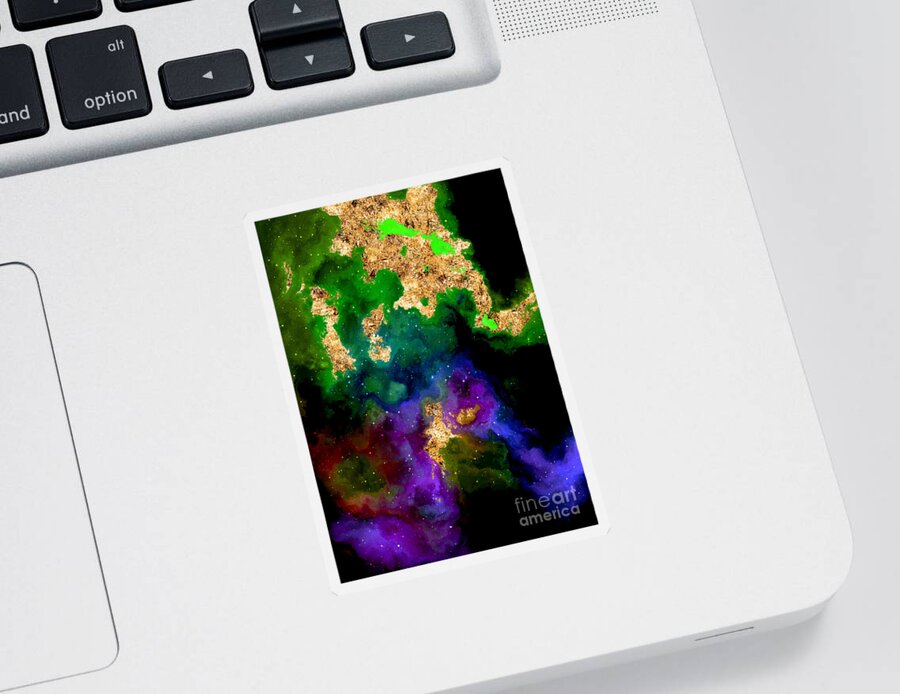 Holyrockarts Sticker featuring the mixed media 100 Starry Nebulas in Space Abstract Digital Painting 037 by Holy Rock Design
