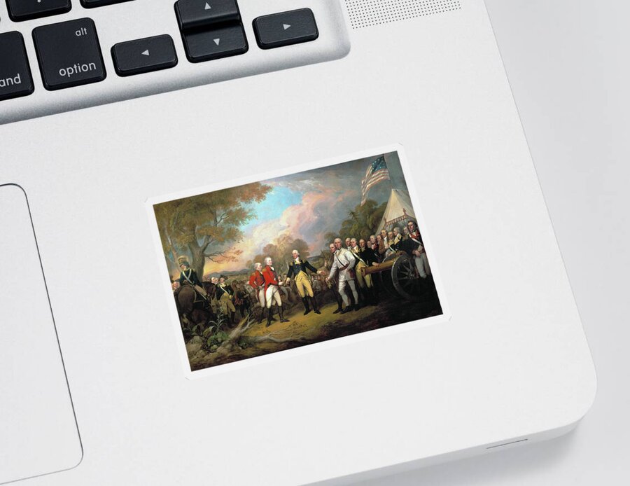 1777 Sticker featuring the photograph Saratoga - Surrender, 1777 by John Trumbull