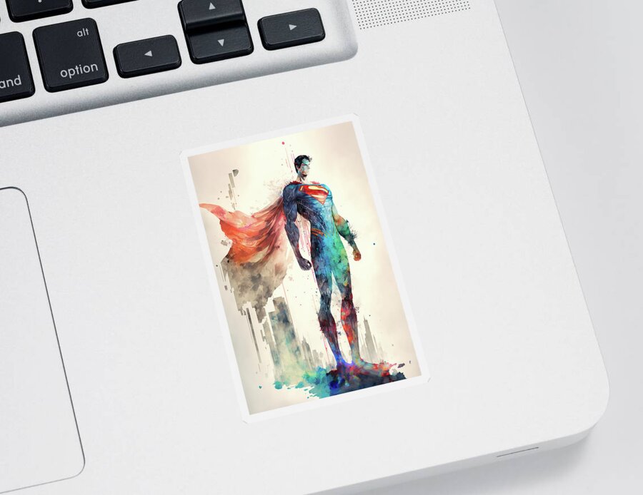 Batman Sticker featuring the photograph Superman concept art image #16 by Matthew Gibson