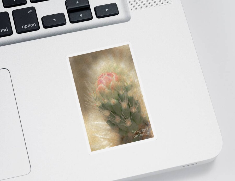 Cactus Sticker featuring the photograph 1631 Watercolor Cactus Blossom by Kenneth Johnson