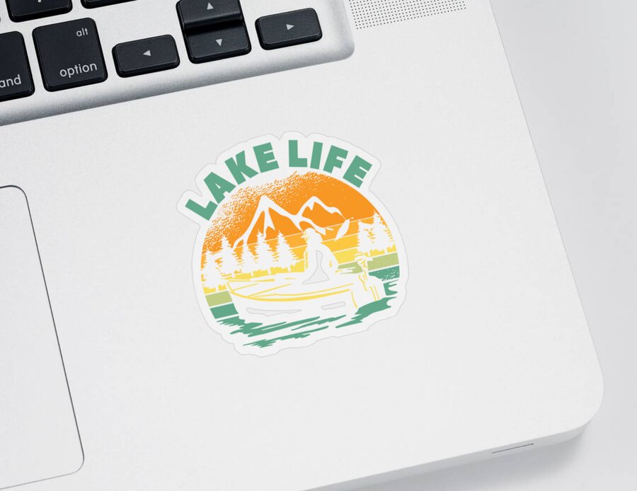 Lake Sticker featuring the digital art Lake by Mercoat UG Haftungsbeschraenkt