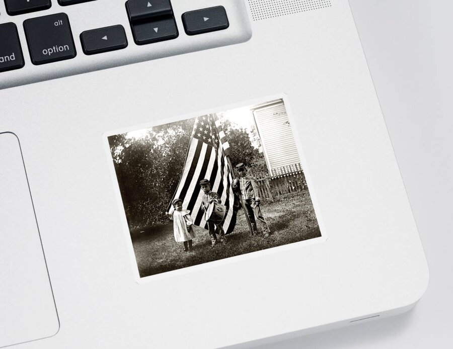 Americana Sticker featuring the photograph 1890 The Young Patriots by Historic Image