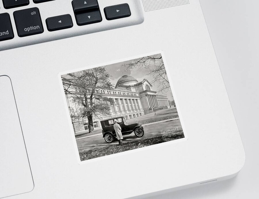 Washington Dc Sticker featuring the photograph 1920s Vehicle in Washington DC by Retrographs