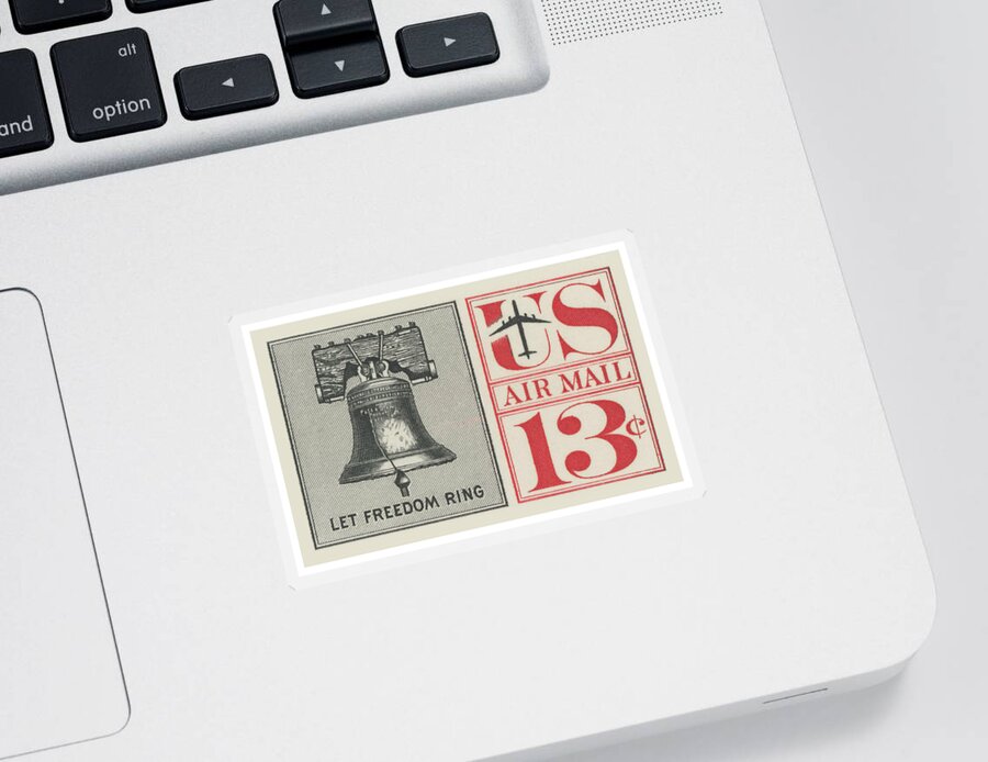 1961 Sticker featuring the digital art 1961 Let Freedom Ring Stamp by Greg Joens