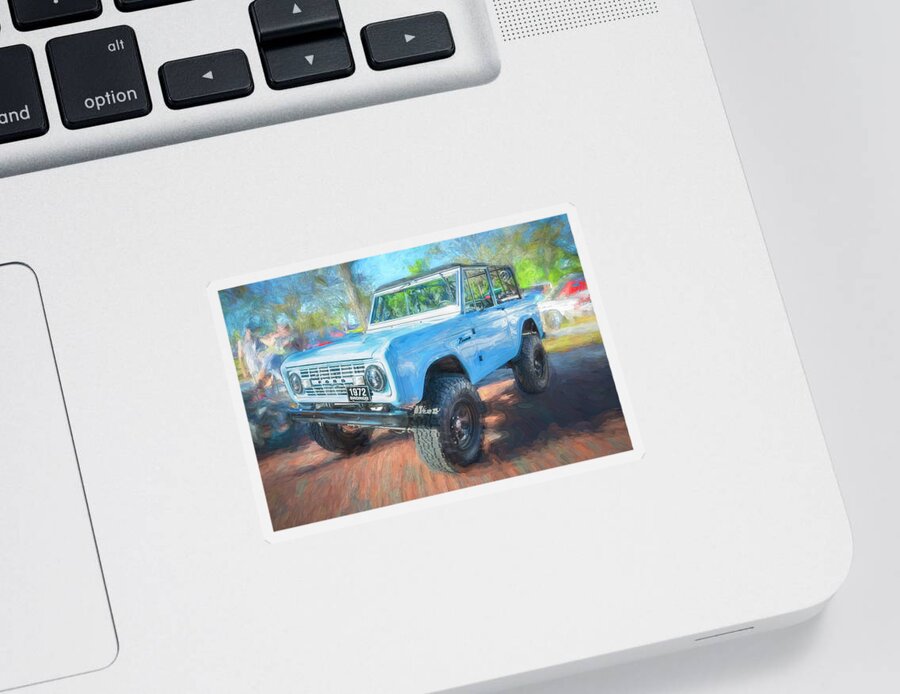  Sticker featuring the photograph 1972 Wind Blue Ford Bronco X110 by Rich Franco