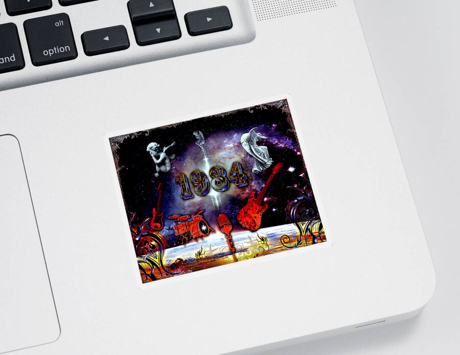 Van Halen Sticker featuring the digital art 1984vh by Michael Damiani