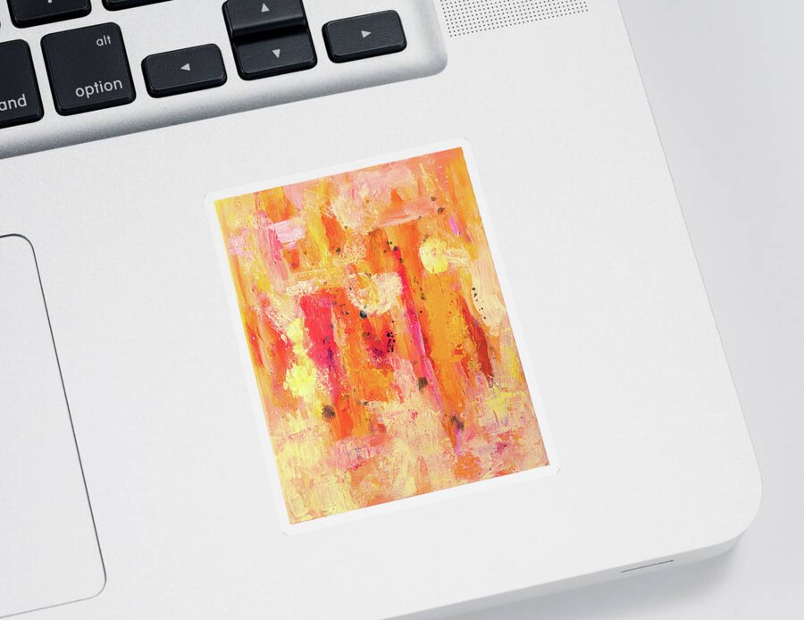 Orange Sticker featuring the painting Abstract 102 #2 by Maria Meester