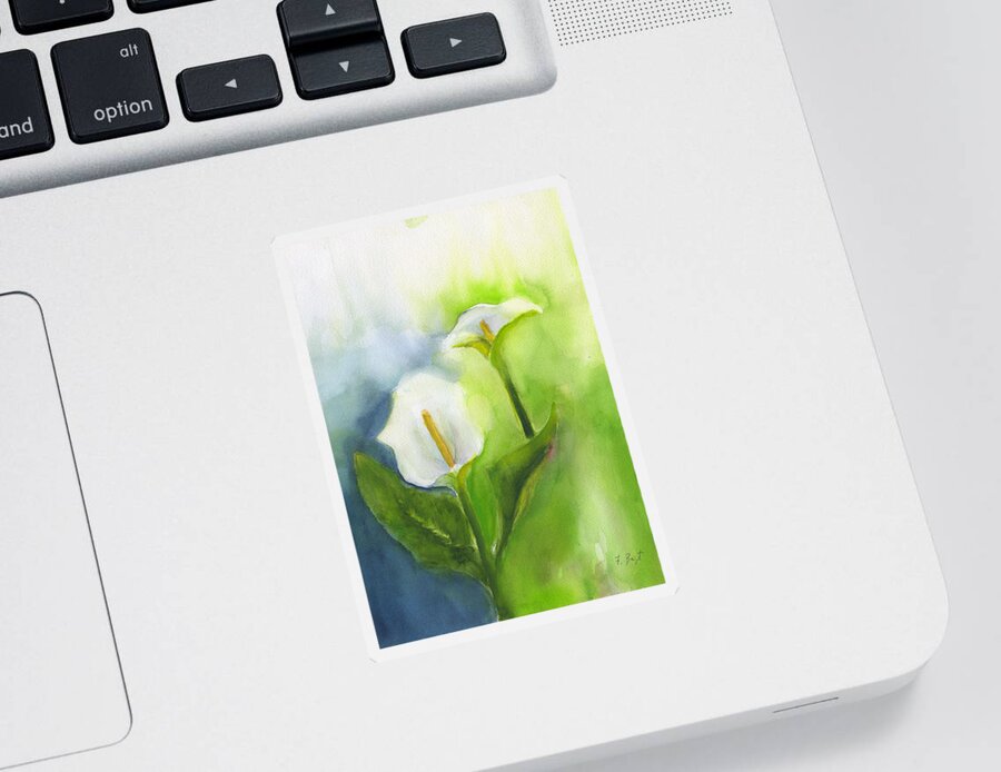 2 Cala Lilies Sticker featuring the painting 2 Calla Lilies by Frank Bright