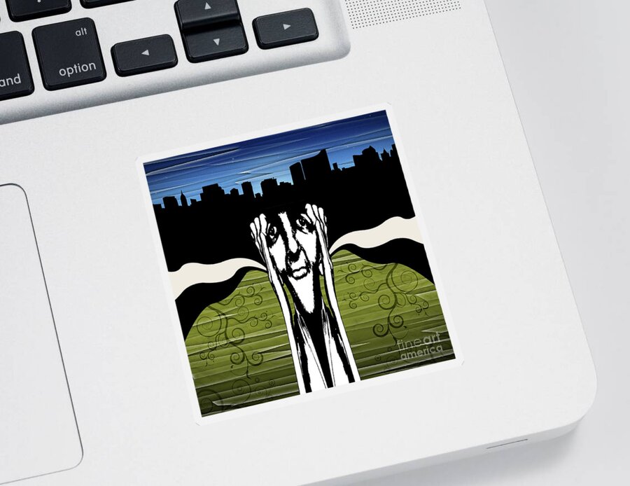 Face Sticker featuring the digital art City At Night by Phil Perkins