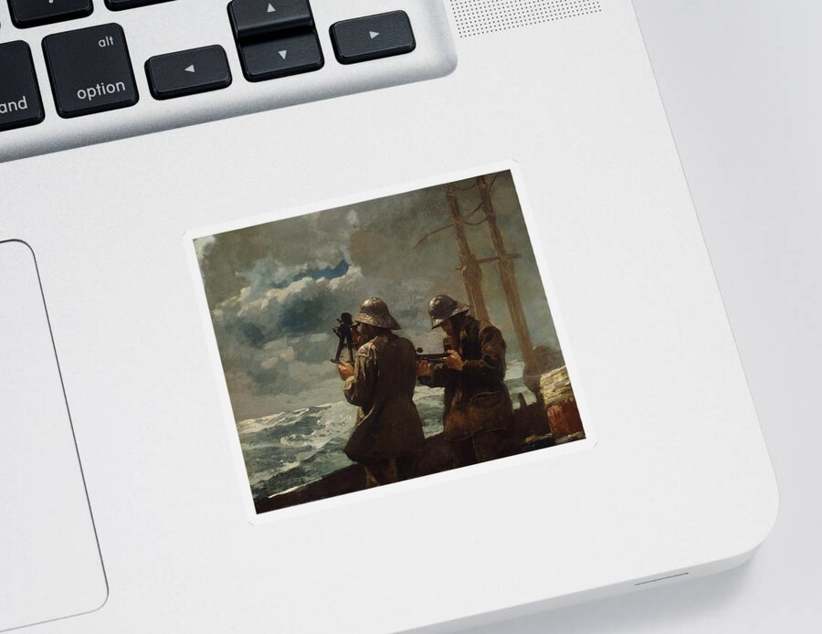 Winslow Homer Sticker featuring the painting Eight Bells, from 1886 by Winslow Homer