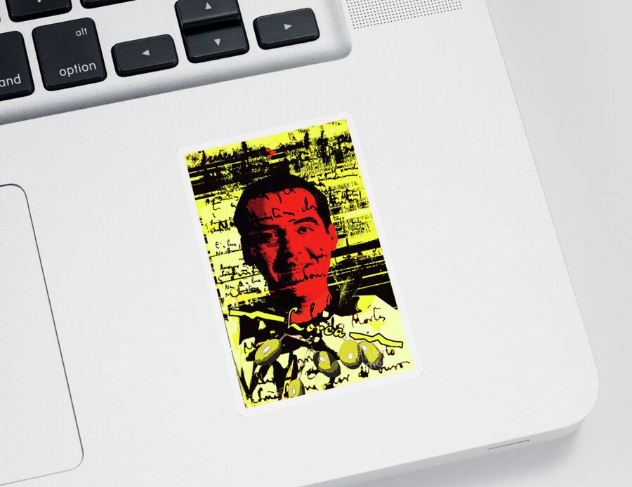 Federico Garcia Lorca Sticker featuring the digital art Federico Garcia Lorca #2 by Zoran Maslic