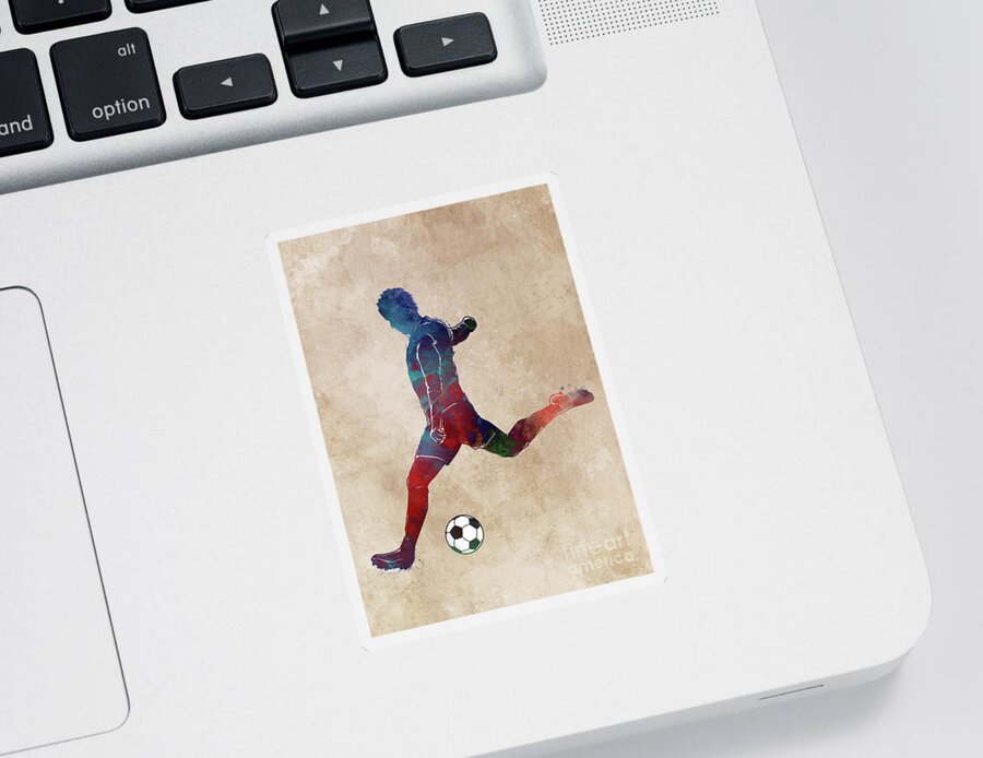 Football Sticker featuring the digital art Football player sport art #football #soccer #2 by Justyna Jaszke JBJart