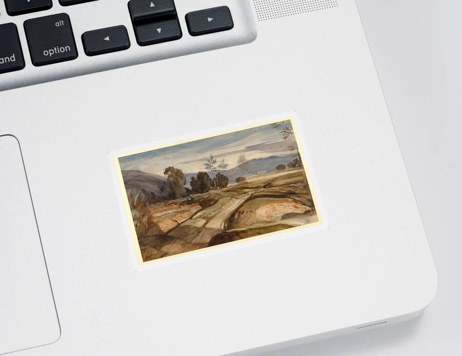 Alexandre-gabriel Decamps Sticker featuring the drawing Landscape #3 by Alexandre-Gabriel Decamps
